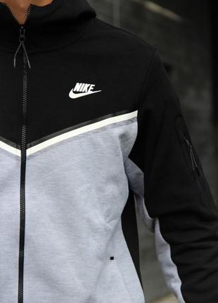 Худи nike tech fleece в черно-сером2 фото