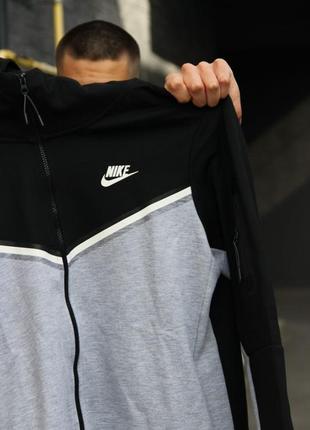 Худи nike tech fleece в черно-сером6 фото