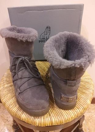 Сіри теплі чобітки,натуральне хутро preppy роз.40 (26.5см)1 фото