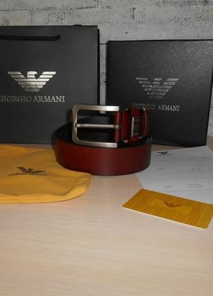 Чоловічий ремінь пояс armani, шкіра, італія, оригінал 227