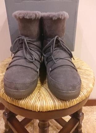 Сіри теплі чобітки,натуральне хутро preppy роз.40 (26.5см)5 фото