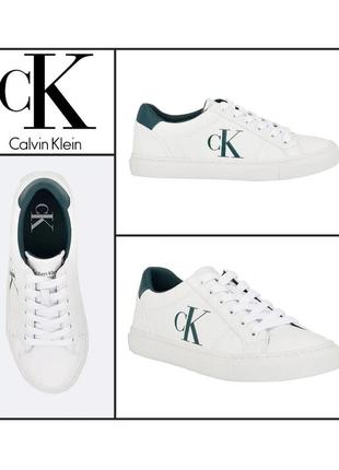 Кросівки шкіряні calvin klein celbi оригінал сша р 38-38,5 з натуральної шкіри з логотипом снікерси кеди жіночі білі зелені