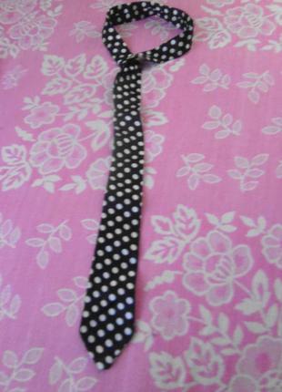 Краватка жіночий в білий горошок2 фото