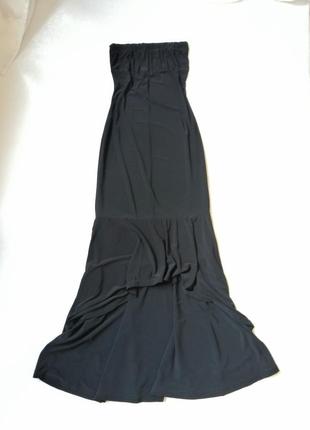 Невероятно красивое шикарное платье по фигуре угольно чёрного цвета фасон бюстье рыбка с воланами по2 фото