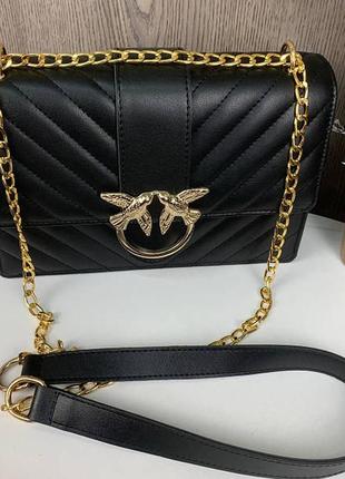 Супер крутая!! женская сумка сумочка клатч с птичками птицы черное золото2 фото