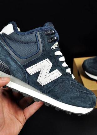 Кросівки жіночі new balance 574 high blue & white winter