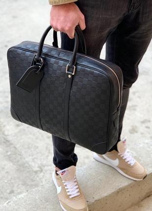 Сумка мужская кожаная деловая портфель мужской кожаный черный брендовый6 фото