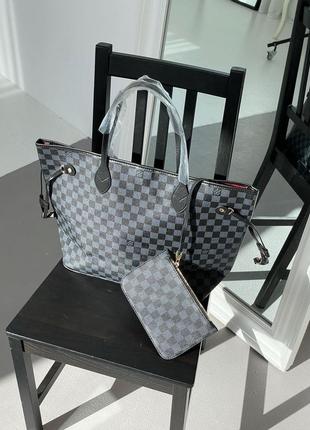 Жіноча сумка louis vuitton neverfull grey2 фото