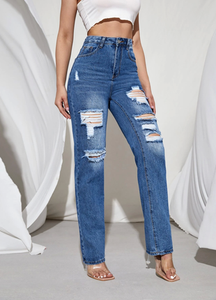 Джинсы shein high waist ripped jeans - s3 фото