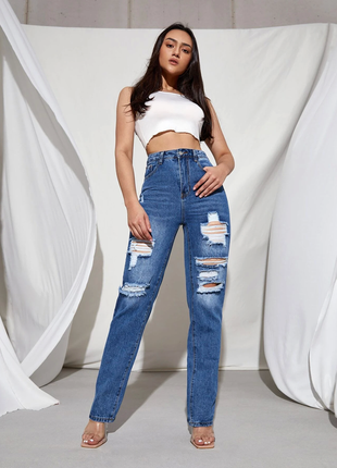 Джинсы shein high waist ripped jeans - s1 фото