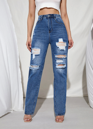 Джинсы shein high waist ripped jeans - s2 фото