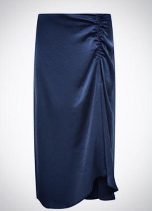 Юбка женская   сатинс вырезом на ноге стягивается  миди сексуальная открытая ножка