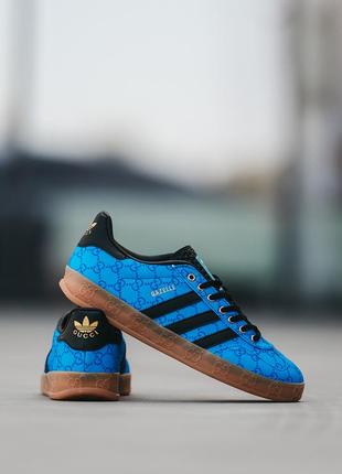 Мужские кроссовки adidas gazelle x gucci blue 40-41-42-43-445 фото