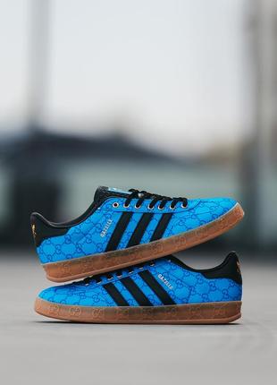 Мужские кроссовки adidas gazelle x gucci blue 40-41-42-43-44