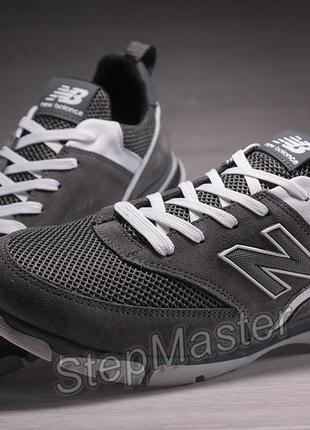 Кроссовки мужские new balance grey замша-сетка4 фото