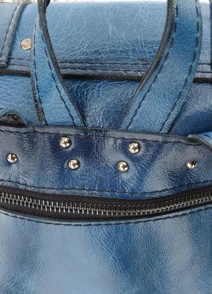 Синий кожаный рюкзак женский рюкзак, городской рюкзак, шкіряний рюкзак, жіночий міський рюкзак10 фото