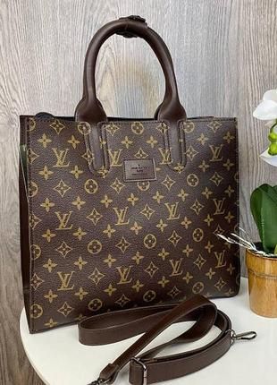 Велика зручна сумка коричнева стильна модна практична міська сумочка на плече