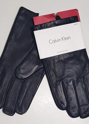 Чоловічі шкіряні рукавички calvin klein на флісовій підкладці новi xl