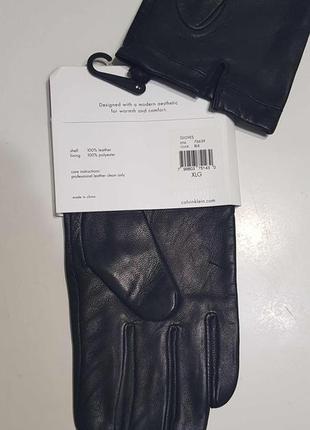 Мужские кожаные перчатки calvin klein на флисовой подкладке новые xl5 фото