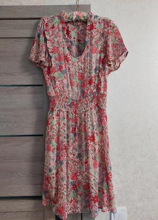 Эксклюзивное шифоновое платье миди🔹винтажный стиль🔹 в цветочный принт celia birtwell for next (размер 12-14)