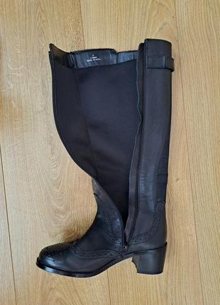Женские кожаные сапоги/высокие сапоги/черные сапожки/демисезонные черные сапоги7 фото