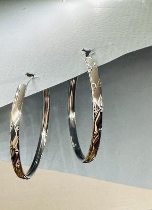 Серьги серебро 925 проба посеребрение кольца конго