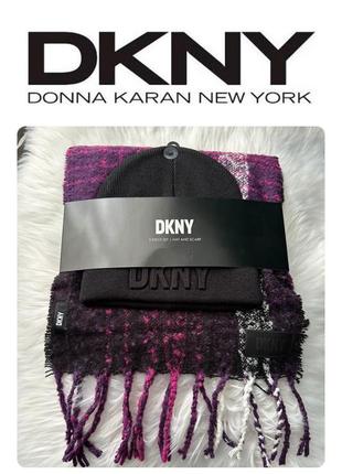 Красивый комплект бини+шарф вд dkny