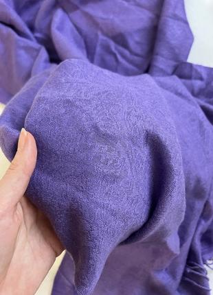Фіолетовий шарф платок великий довгий широкий теплий з китицями лавандовий бузковий5 фото