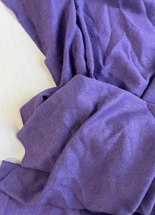 Фіолетовий шарф платок великий довгий широкий теплий з китицями лавандовий бузковий2 фото