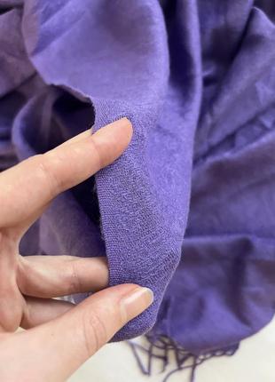 Фіолетовий шарф платок великий довгий широкий теплий з китицями лавандовий бузковий6 фото