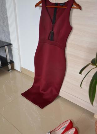 Сукня міді бордо