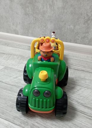 Музичний трактор limo toy з причепом зелений6 фото