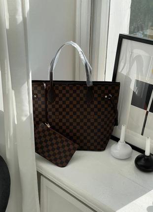 Жіноча сумка louis vuitton neverfull brown9 фото