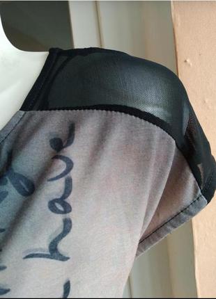 Крутая сексуальная футболка принт девушка с декоративной сеткой tally weijl  uk 8 eur 367 фото