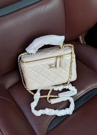 Жіноча сумка  classic beige lambskin pearl crush vanity bag5 фото