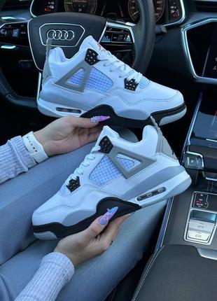 Жіночі кросівки nike air jordan 4 retro fur / найк джордан / утеплені / зимові / взуття / шкіра, нубук, хутро / чорні, сірі, білі