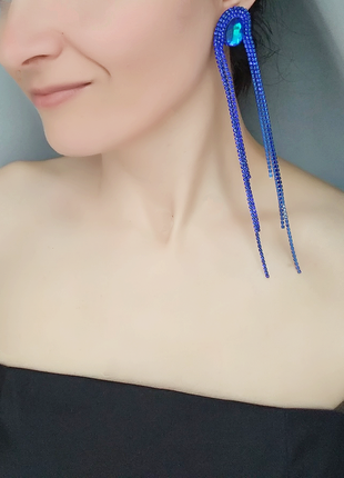 Праздничные серьги из страз ′blueshine′