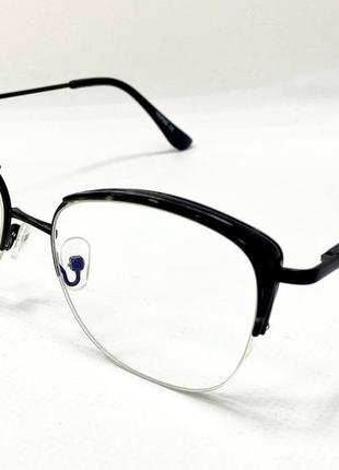 Корректирующие очки для зрения женские компьютерные лисички в металлической оправе дужки на флексах