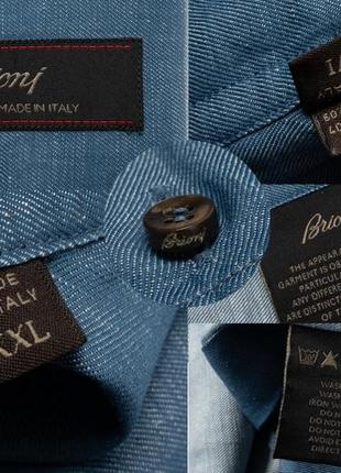 Brioni dark blue luxury denim shirt&nbsp;&nbsp;мужская рубашка10 фото