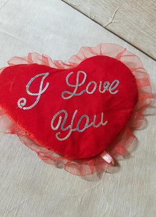 Сувенирная декоративная подушка,сердце "я люблю тебя"1 фото