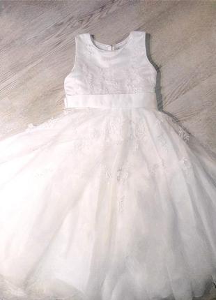 Белое платье пышное с бантом, бальное платье, фатин2 фото