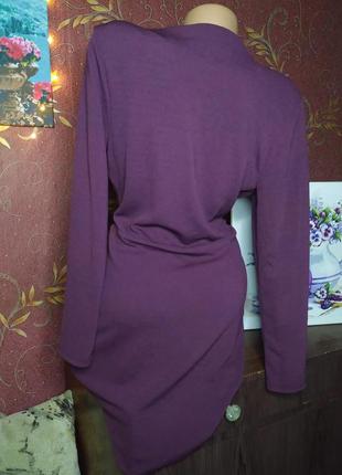 Фиолетовое короткое платье с длинными рукавами от miss selfridge5 фото