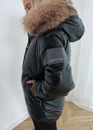 Куртка супер люкс с эко-мехом на капюшоне n 6362 фото