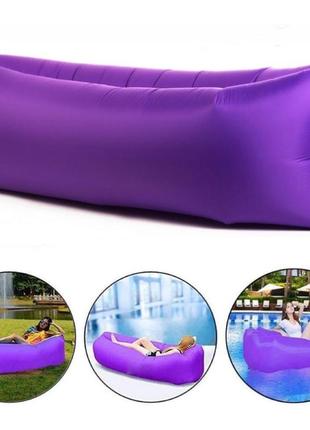 Ламзак надувний диван lamzac гамак, шезлонг, матрац двошаровий фіолетовий1 фото