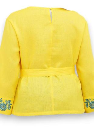 Блуза галина желтая с вышивкой, льняная, галерея льна, 44-54рр.2 фото