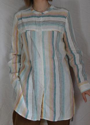 Рубашка туника льняная marks & spencer в полоску