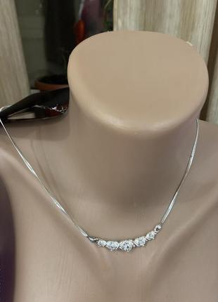 Цепочка ожерелье серебряная с камнями avon уценка товара !2 фото