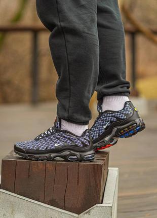 Яскраві кросівки nike air max tn terrascape plus тераскейп плюс зебра сірі з синім