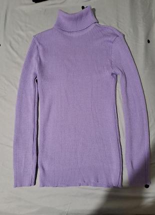 💜базовая водолазка xs/m в рубчик с высоким воротником воротник стойка горло фиолетовый гольф лонг лонгслив свитер теплый зимний рубчик в рубчик