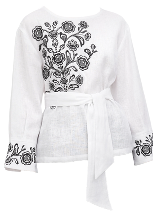 Блуза галина біла з вишивкою, льняна, галерея льону, 44-54рр.